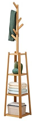 Garderobe mit Ablage Garderobe, Boden stehender Holzgitter-Rack, freistehender Hut-Aufhänger Organizer, der for Flur-Eingang des Wohnzimmers Steht Hutständer Schirmständer (Color : A)