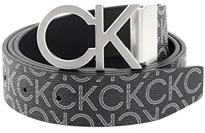 Calvin Klein Herren Gürtel New Mono Belt 3,5 cm Kunstleder, Schwarz (Black Monogram), 105 cm