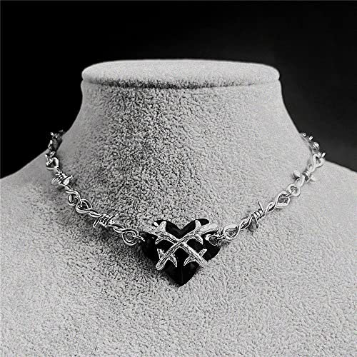 ATAGOR Filodi Ferro Nero Girocollo Collana Uomo Hip-Hop Gotico Punk Stile Filo spinato Piccole Spine Catena Girocollo Regali