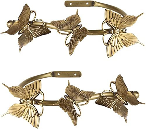 LEAYAN Vorhang Raffhalter Vorhangzubehör Kupfer Schmetterling Vorhanghalter Vorhanghalter für Wand Gardinenhaken für Zuhause Küche Büro Vorhang Raffhalter Wanddekoration (Messing, 22 * 18 * 7cm)