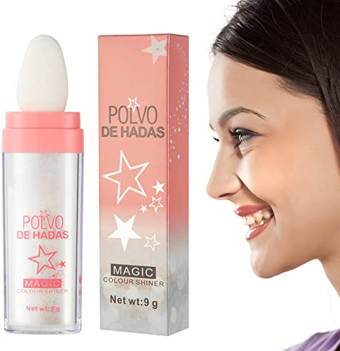 Glitzer Körper Pulver, Glitzer Pulver, Textmarker mit Schaumspitze, Fairy Powder, Highlighter Makeup Puder Stick, Highlight Patting Puder, Weiß