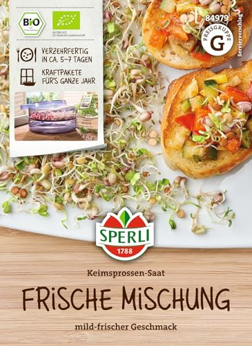 Sperli Keimsprossen Saat Frische Mischung 84979, Keimsprossensaat | Milde Sprossen-Mischung, schnelle Ernte in 5–7 Tagen, für Microgreens & Küche, 40 g