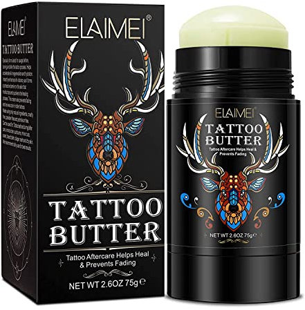 Tattoo Creme Tattoo Butter 75g Vegane Tattoopflege Balm Rotierende Ausführung Belebt alte Tattoos, versorgt neue Tattoos mit Feuchtigkeit – Tägliche Pflege & Aftercare Creme Tattoo