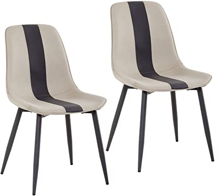 Mondeer Esszimmerstühle 2er Set, Küchenstuhl mit Metallbeinen Scandinavian Modernes Polsterstuhl für Esszimmer Wohnzimmer Empfangsraum Büro, B48 x H85 x T40 cm, Beige