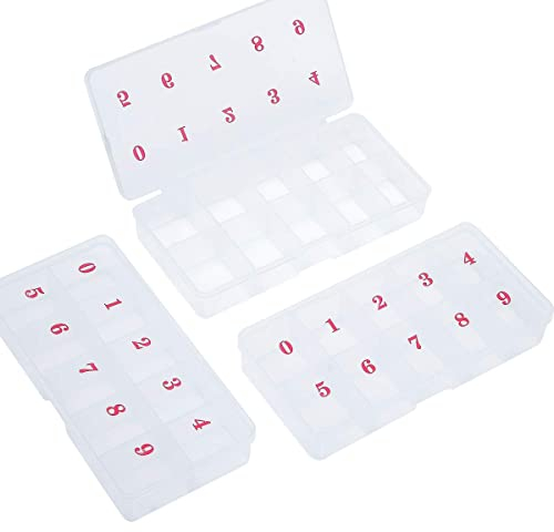 EIAOSI Lot de 3 boîtes de rangement transparentes pour faux ongles avec 10 compartiments vides