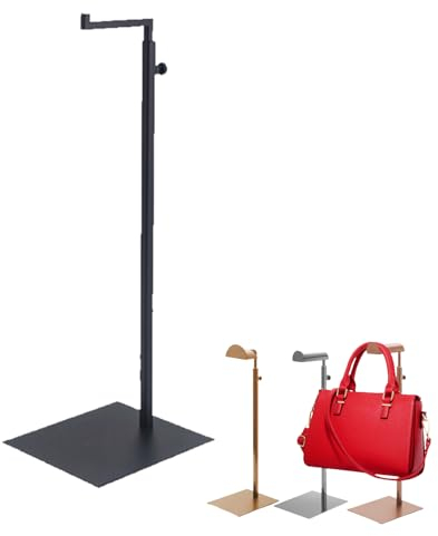 Cyrank Verstellbarer Ständer für Handtaschen, Verstellbarer Geldbörsen-Präsentationsständer Mit Einzelhaken, Handtaschen-Präsentationsständer aus Metall, Hut-Taschen-Präsentationsständer(schwarz1)