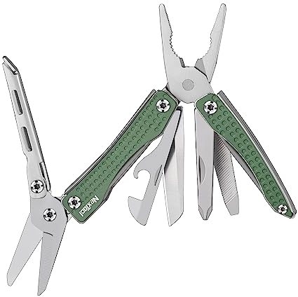 NexTool Mini Flagship 10 in 1 Multitool, Multitool with Pliers, Camping Pliers, Can Opener, Scissors, Screwdriver, Bottle Opener for Camping, Outdoor Activities, Repairing, Hiking-Green