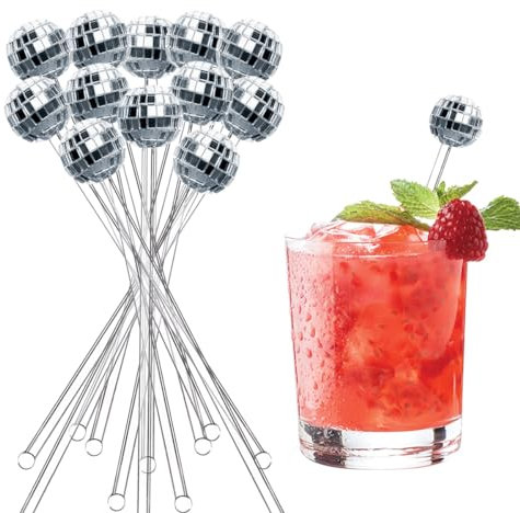 Disco-Getränke-Rührstäbchen, 20 Stück Trendige Disco Ball Trinkdekoration, Geeignet für Disco-Party Zuhause Bar Tanz Urlaub Geburtstag Weihnachten
