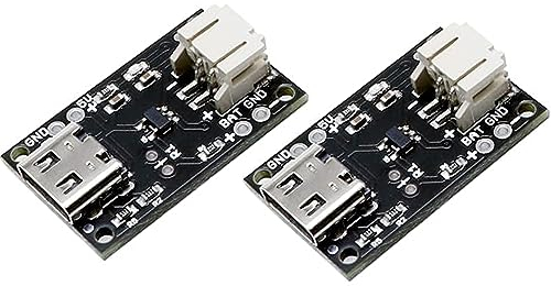 Treedix 2-teilige Typ C USB LiPo Akku Ladegerät Board mit Batterieschutz JST Sockel mit LED Anzeige Laderate Einstellbare automatische Power-Down thermische Regelung