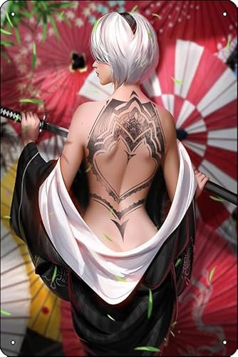 Sexy YoRHa 2B Lewd Thighs Thicc Ass Butt (Nier Automata Anime Hentai Girl 10) Poster Metallschild Dekor – 20,3 x 30,5 cm Bar Pub Garage Man Cave Wandkunst