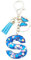 Xsclpomddy Mädchen Alphabet Buchstaben Schlüsselanhänger Niedlich Schlüsselanhänger Glitzer mit Schmetterling Quasten Harz Blau Keychain für Tasche Charme,S