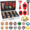 12 in 1 Kampfkreisel Set, Metal Kreisel für Kinder ab 6 Jahren, mit 3 Burst Turbo Launcher und Aufbewahrungsbox, Geburtstag/Weihnachten Geschenk für Kinder (Silber Box)
