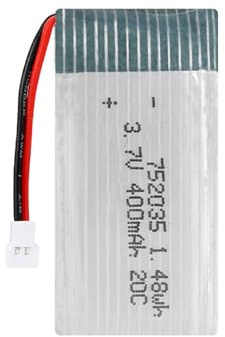 Batterie Lithium-ION Polymère 3.7V 400mAh 752035 20C Lipo Batterie Remplacement Rechargeable Lithium-ION avec XH2.54 Connecteur pour Accessoire d'avion Drone RC