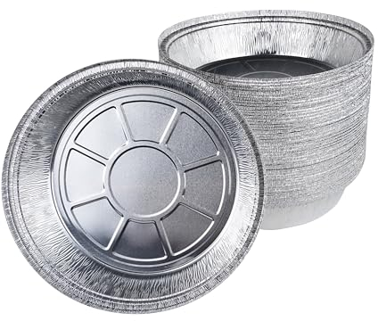 Inoverse Moldes redondos de aluminio de 23 cm de diámetro, redondos, desechables, moldes de aluminio, moldes para souffle, moldes redondos, 50 unidades