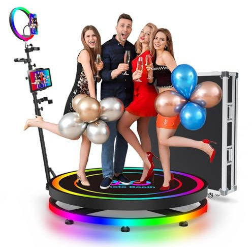 360 Photo Booth Machine, Selfie Photobooth Platform for Party, 360 Spin Camera Booth with APP Remote Control Automatic Slow Motion with Flight Case, Free Logo, for Wedding Party Events (Size : 115cm