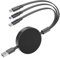 Qreninv Multi Charger Cable, (6A 4FT) Multi USB Charging Cable, 3 in 1 Retractable Fast Charging Cord with Micro USB Type C Phone Port for Phone Huawei Samsung Tablets and More, Black