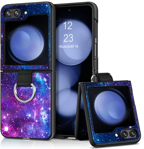 GaoBao Samsung Galaxy Z Flip 5 Hülle mit Ring Nebula Muster, Leuchtet im Dunkeln, PC Rückseite Weiche TPU-Stoßstange Schützende Rutschfeste Handyhülle für Samsung Z Flip5