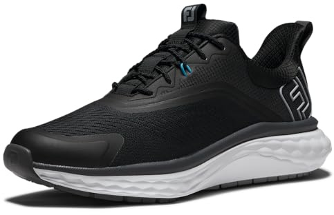 Footjoy Men's Fj Quantum Golf Shoe, Black/Black/White, 10.5 Wide