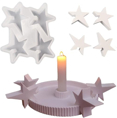 Silikonformen Gießformen, Silikonform Kerzenhalter Tablett, Kreative Kombinationen Silikon Gießform Kerzenhalter, Gipsformen zum Gießen(Stern B)