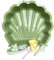 Coquillage à sable ou à eau (vert clair avec jouet de sable 6 pièces) avec pompe à eau, bateau, seau à sable, râteau et pelle