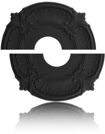 INCREWAY 1 pack de médaillons de plafond en PU avec éclairage fendu noir pour luminaires de plafond, 30 cm de diamètre extérieur x 8,9 cm de diamètre intérieur