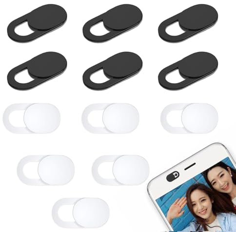 RHQFDM Webcam Cover 12 Pcs Webcam Cover Slider,Protection de la Vie privée,Extrêmement Mince et léger Anti-Rayures,Long Strip Cache Caméra pour Caméras Ordinateurs Portables Téléphones et Tablettes