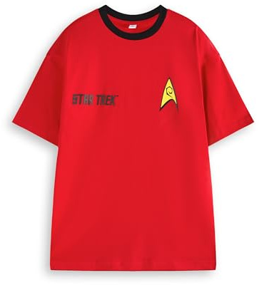Star Trek Herren T-Shirt | Uniform-Grafik-T-Shirt für Erwachsene | Iconic Outfit Kurzarm-Top für Trekkies | Comic-Film-Film-Sci-Fi-Kleidungsgeschenk für Ihn