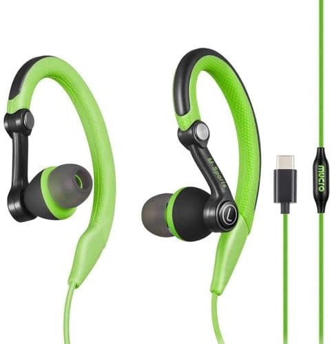 mucro 【wired headphones【Type-C 】 Plug in-Ear Sport Earhook Earbuds Over Ear Wired Wired Stereo Headphones for Jogging Gym (Green)