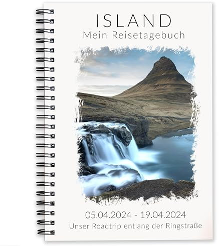 Calmondo Personalisiertes Reisetagebuch Island | abwechslungsreiches Reisenotizbuch mit Reiseplanung für 3 Wochen | Gestalte persönlichen deinen Reiseführer Island Geschenk für Reisen | DIN A5