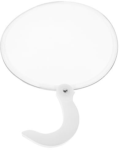 CRAFTHROU Fan Handheld Folding Foldable Fan Folding Round Fan China Hand Fan Folding Round Hand Fans Silver Fronds Dance Hand Fan Circular Fan Japanese Fan Handheld Japanese Round Fan White Plastic