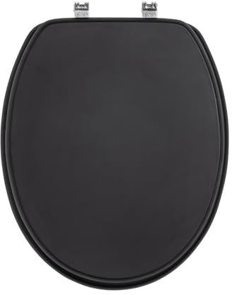 Douceur d'Intérieur, Abattant WC avec Frein de Chute (37,5 x 46 cm) Matty Noir, MDF Uni Mat