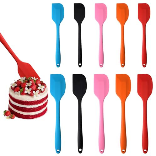 10 Pezzi Spatole In Silicone, Leccapentole Silicone con Anima In Metallo, Spatole Silicone Cucina, Spatola In Silicone, Spatola Per Dolci per Cucinare e Cuocere, Utensili Da Cucina In Silicone