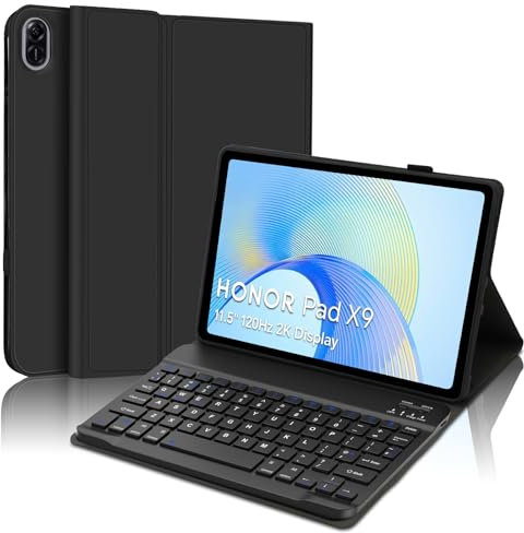 SENGBIRCH Keyboard Case for Honor Pad X9 11.5'' 2023 - Detachable Wireless Bluetooth Keyboard, Protective Cover for Honor Pad X9 11.5'' with Keyboard, Black