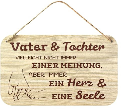 Kecdru Türschild Holzschild Personalisiert Vater Sohn Papa Geschenk Geburtstag Daddy Geburtstagsgeschenk Vatertag Vatergeschenk Männer Heimdekoration Für Wand, Büro, Garage (Vater Tochter)