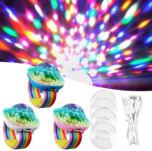 YOUYIKE 3 Stück Mini Discokugel Kinder, Disco Ball Licht, Klein Discokugel Armband, Disco Licht für Kind Party, Auto Tanzen, DJ Club, für Alle Partys und Autoinnendekoration