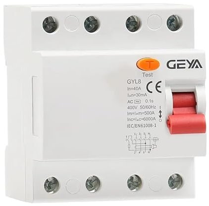 BANGHA Disjoncteur,Disjoncteur Différentiel Disjoncteur différentiel électromagnétique triphasé + N GYL8, Interrupteur de sécurité 4P 25 A 40 A 63 A(4P 25A,300mA)