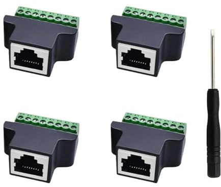 Harrisen 4PCS RJ45 Schraubklemmenadapter | CCTV/DVR Cat5 Cat6 Cat7 Ethernet Verbindungsstück RJ45 Buchse zu 8 Pin Schraube TermBlock
