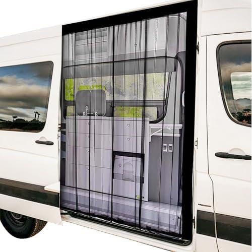 Sliding Van Bug Screen High Roof Mosquito Bug Net for Camping Screen Universal Size Mosquito Net Center Velcro Closure for Van Side Door Screen Mesh Curtains Universal Car Window Screens (71 * 59in)