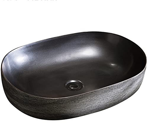 PLMNBQWE Countertop Oval wash Basin Vintage Bathroom Single Bowl Sink 23'' Bathroom Ceramic Sink washroom Cleaning Container