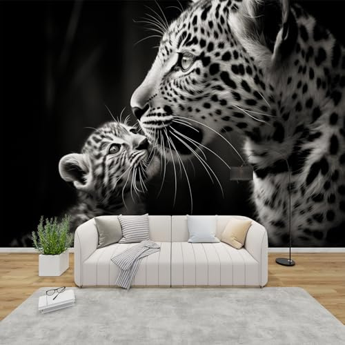 PaxGloz Fototapete Leopard Tapete Raubkatzen Tapeten Vliestapete Modern Wandtapete Wohnzimmer Schlafzimmer Kinderzimmer Wanddeko Motivtapeten 350 x 256 cm (B x H)