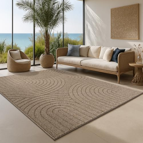 the carpet Cairo - Outdoor Teppich wetterfest, natürlicher Jute-Look mit Loop, langlebig, pflegeleicht, für Balkon, Terrasse & Garten, ca. 200 x 280 cm