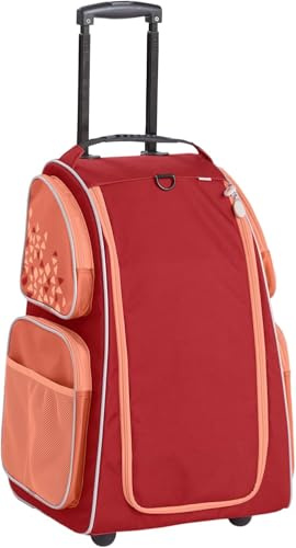 HABA Kinder-Schranktrolley Apricot mit 2 Rollen – Kinderkoffer aus recyceltem Polyester mit Schmutzwäschebeutel, 3 herausnehmbaren Böden und 4 Reißverschluss-Außentaschen – 2012725002