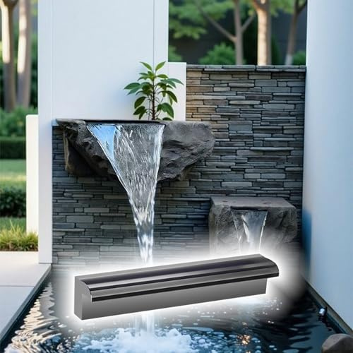 Anpassbarer Wasserfall-Überlauf für kleine Heimteiche und oberirdische Pools, perfekte Gartenbrunnen für Koiteiche und Innendekoration, 90 cm Wasserspiel