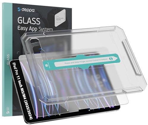Deppa Pellicola Protettiva per iPad Pro 11 M5/M4 (2025/2024, 6ª/5ª Gen) con Kit di Installazione Facile – Compatibile con Face ID e Apple Pencil, Resistente ai Graffi, Copertura Totale, HD