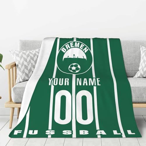 WeiaiziY Bremen Personalisierte Decke,Kuscheldecke mit Namen&Nummer,Bremen Flauschige Decke für Stadion, Couch & Wohnzimmer, Bremen Fanartikel Geschenk -102x127 cm, 127x153 cm, 153x204 cm