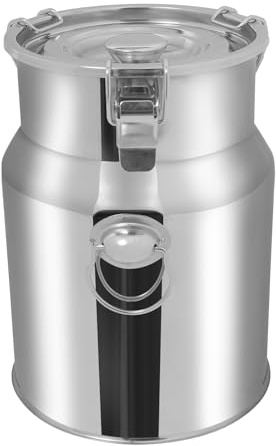Edelstahl Milchkännchen 5L Milchtransportdose Auslaufsicherer Deckel Milchkrug Transportkanne Versiegelter Eimer für Kantine Frühstücksrestaurant Zuhause und Milchladen
