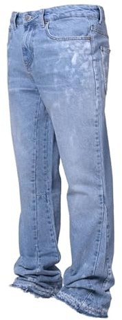 FYCYGG Herren Flared Jeans | Y2K Streetwear Denim Hose,mit Tintenspritzer,Modisch Bootcut Baggy Freizeithose Hip Hop Skateboard Hosen,mit Taschen