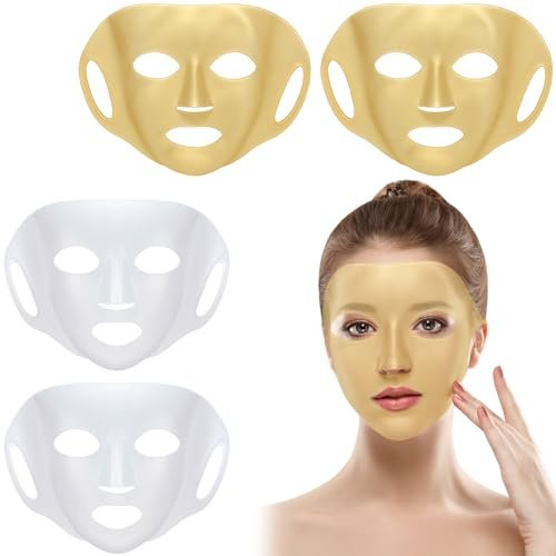MUNSKT Maschera facciale idratante,4 pezzi copertura maschera in silicone,Maschere facciali in silicone riutilizzabile,Supporto idratante per il viso