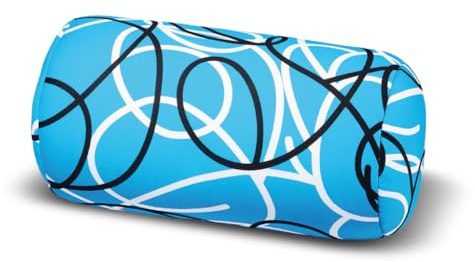 House of Healthbrands Kuschelmaxx | Rundes Dekoratives Rollkissen 17 x 33 cm | Design Blaue Linien | Mit Mikrogranulat-Füllung | Formstabil & waschbar | Ideal für Sofa oder Reisen | Inkl. Waschnetz