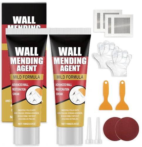 2 Pack Spachtelmasse Weiß Innen Fertigspachtel Set Mit Schaber Schleifpapier Einweghandschuhe Zum Füllen Von Löchern Rissen Bohrlöchern Wand Reparatur